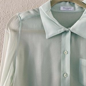 Sheer Silk Equipment Blouse in Soft Mint